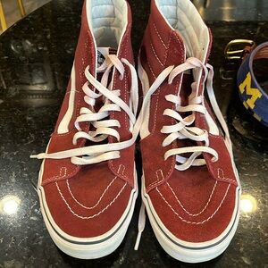 Van burgundy suede hightops size 10.5